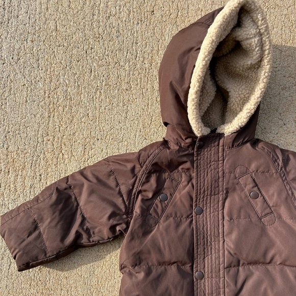 GAP Baby Snowsuit Size 6-12 Months Brown Warmth Fall Winter - Picture 2 of 9